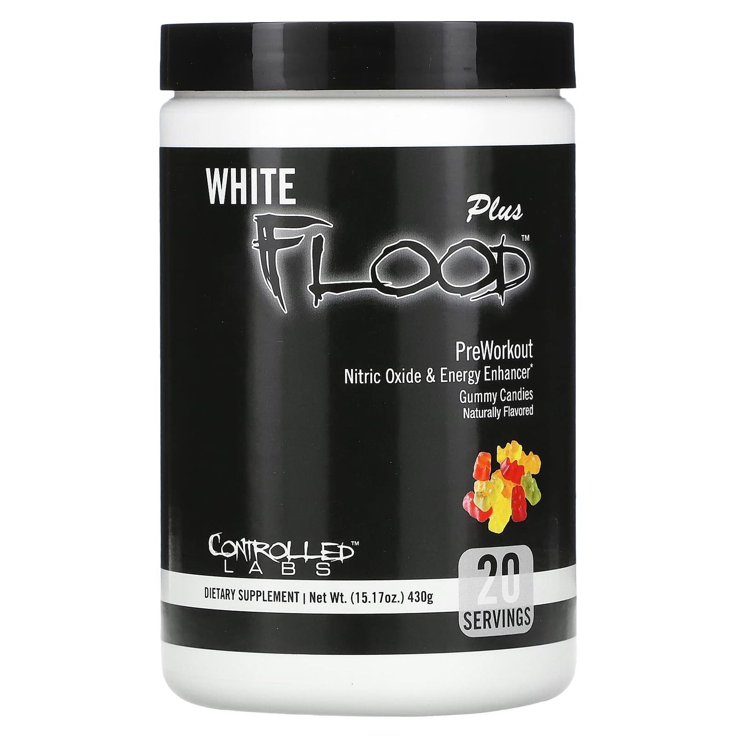 CONTROLLED LABS White Flood Plus, 20 Serv, Workout Optimizer, Endurance &amp; Nitric Oxide Enhancement for Workouts and Training (Gummy Candies)