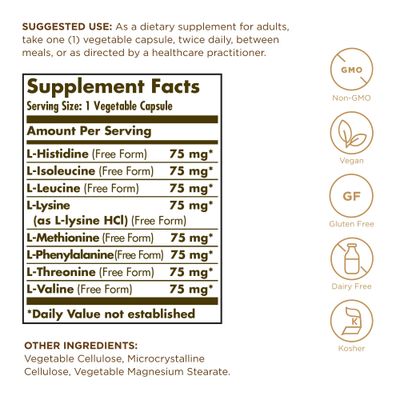 SOLGAR Essential Amino Complex - 90 Vegetable Capsules, Pack of 2 - Non-GMO, Vegan, Gluten Free, Dairy Free, Kosher - 180 Total Servings