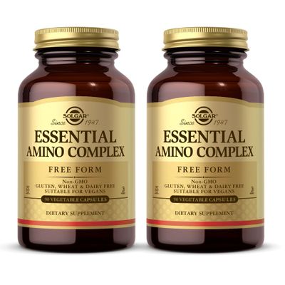 SOLGAR Essential Amino Complex - 90 Vegetable Capsules, Pack of 2 - Non-GMO, Vegan, Gluten Free, Dairy Free, Kosher - 180 Total Servings