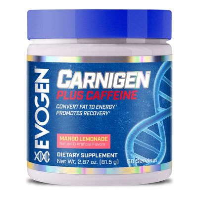 Evogen Carnigen Plus Caffeine - Premium Carnitine Powder | Supports Fat Metabolism &amp; Promotes Recovery | L-Carnitine Matrix | Mango Lemonade | 50 Servings