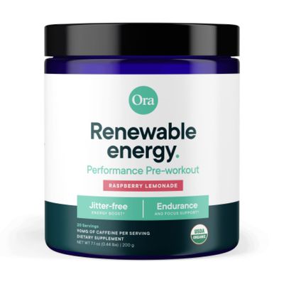 Ora Organic Natural Pre Workout Powder - Raspberry Lemonade Flavor- Provides Jitter Free Energy, Focus, Hydration, &amp; Endurance - Vegan, Certified Organic, Soy, Dairy, &amp; Gluten Free, 20 Servings