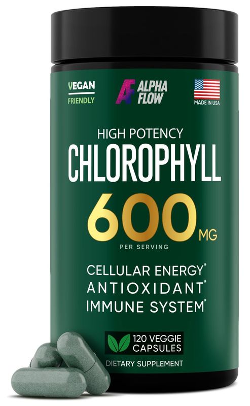 Chlorophyll Capsules 600 mg - Natural Chlorophyll Pills for Women &amp; Men - Highly BioAvailable Chlorophyll Supplement for Energy, Immunity, Skin + Internal Deodorant