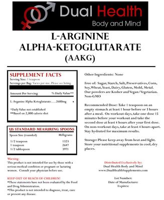 Pure AAKG (2 lb) L-Arginine Alpha-Ketoglutarate Powder Bulk Supplements