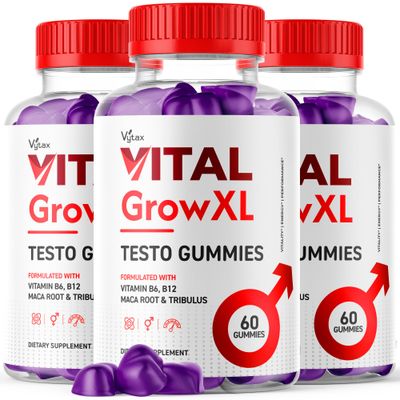 (3 Pack) Vital Grow XL Gummies, Vital Grow XL Testo Gummies Maximum Strength Advanced Vitamin Formula, Vital GrowXL Vitale VitalGrowXL Mens Gomitas Premium Chewable Vitalgrow Supplement (180 Gummies)