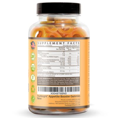 TruHeight Kids Appetite Booster Gummies (Ages 2+) All Natural Toddler, Kids & Teens Appetite Stimulant to Eat More - Weight Gain Vitamins - Endorsed by Pediatricians - Vitamin for Underweight Kids