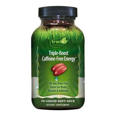 Irwin Naturals Triple-Boost Caffeine-Free Energy - Lasting, Jitter-Free Focus - Brain Boosting Nootropic - 75 Liquid Softgels
