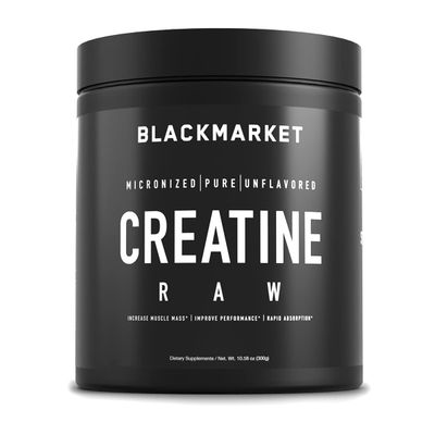 BLACKMARKET RAW Creatine - Workout Powder Drink Mix for Men &amp; Women, Improve Muscle Size, Strength, Definition, Provides Rapid Absorption &amp; Improves Performance, 300 Grams