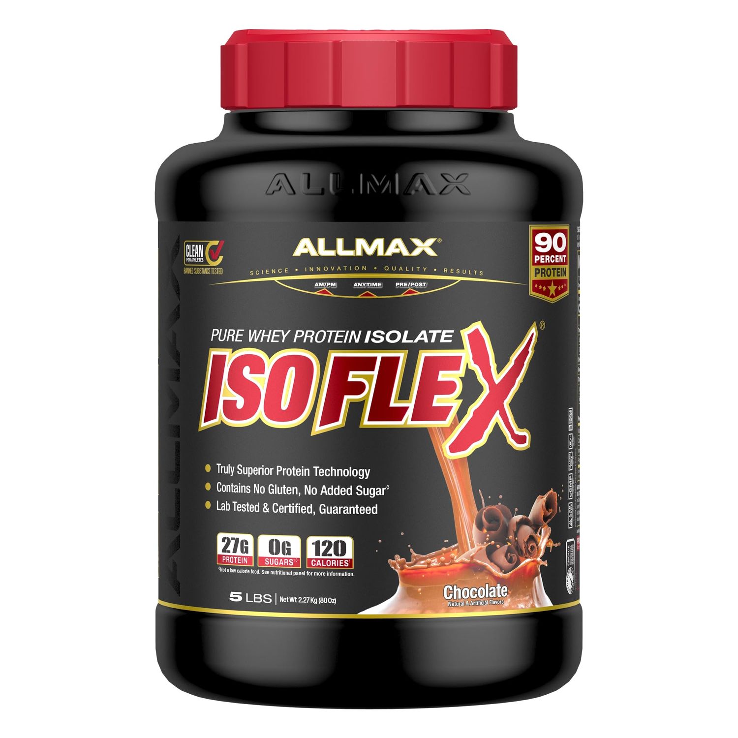 ALLMAX Nutrition - ISOFLEX Whey Protein Powder, Whey Protein Isolate, 27g Protein, Chocolate, 5 Pound