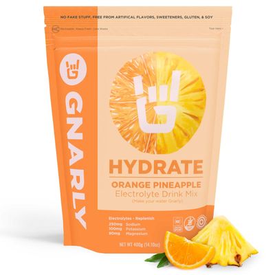 Gnarly Nutrition Hydrate Electrolyte Powder - Exercise Hydration Drink Mix, NSF Sport Certified, Electrolyte Solution, Performance &amp; Recovery - Orange Pineapple, 14.10 Oz
