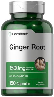 Horbach Ginger Root Capsules 1500 mg | 150 Pills | Non-GMO, Gluten Free | Ginger Root Extract