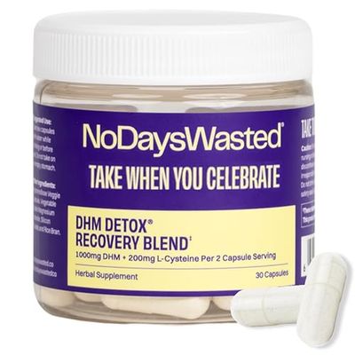 No Days Wasted DHM Detox, 30 Capsules (15 Servings) - Jar - Take During Evening for Better Next Day and Recovery