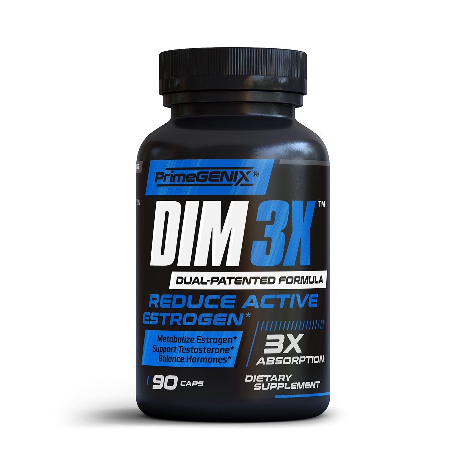 PrimeGENIX DIM 3X 200mg Supplement | Dim Estrogen Blocker for Men &amp; Aromatase Inhibitor | Mens Hormone Balance &amp; Fitness Booster Supplement | 90 Capsules