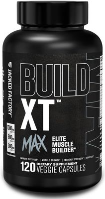 Jacked Factory Build-XT Max Muscle Builder for Men and Women - ATP Supplement with Peak02 Cordyceps, KSM-66 Ashwagandha, &amp; ElevATP for Muscle Recovery, Muscle Growth, Increased Endurance - 120 Count