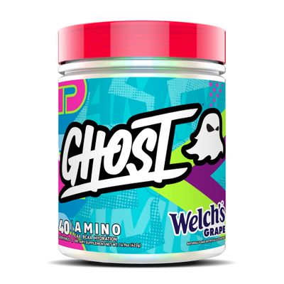 GHOST Amino: Essential Amino Acid Supplement, Welch&#39;s Grape - 40 Servings - Intra-Workout Powder for Hydration &amp; Recovery 4.5g BCAA &amp; 5.5g EAA - Soy &amp; Gluten-Free, Vegan