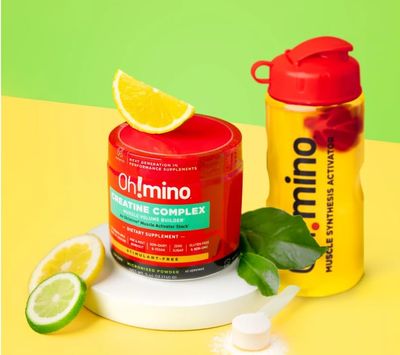 Oh!mino Patented Creatine Complex Supplement: Vegan, Sugar Free, Non-GMO & Gluten Free - Patented Formula: Pre & Post Workout Creatine, Micronized Powder, Lemon Lime Flavor (40 Servings)