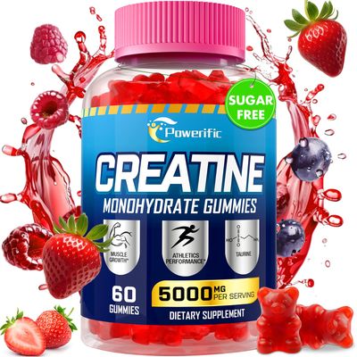 Creatine Monohydrate Gummies for Men &amp; Women, Creatine Pre Workout Gummies with Taurine&amp;B6, Chewable Creatine Monohydrate Gummies 5g, Increase Strength, Energy, Endurance, Muscle, Vegan, Organic