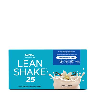 GNC Lean Shake 25 Ready to Drink Protein Shake| 25g High Protein Meal Replacement with Vitamins and Minerals| Vanilla Bean | 12 Bottles