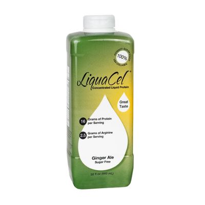 LiquaCel Concentrated Liquid Protein, Sugar-Free Ginger-Ale, 32oz Bottle - Collagen Whey Arginine