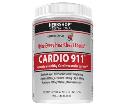 Cardio 911 Heart Health - Nitric Oxide Supplement - (16.82 Ounce Powder with Scoop) - Tart Cherry Flavor L-Arginine 5000 mg and L-Citrulline 1000 mg Combo, Pack of 1