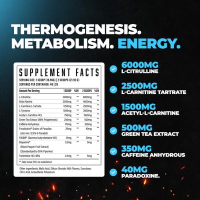 Wrecked Inferno - Thermogenic Pre Workout For Men &amp; Women, Increase Energy, Boost Thermogenesis &amp; Metabolism, Enhance Exercise Performance - Contains L-Citrulline, L-Carnitine, Beta-Alanine &amp; More