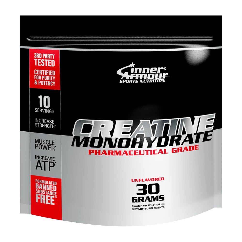 Inner Armour Micronized Creatine Monohydrate Powder - Increase Muscle Strength &amp; Endurance - Fast Dissolving, Flavor-Free, Vegan Fitness Supplement, Keto Friendly - 30 gr or 10 Servings