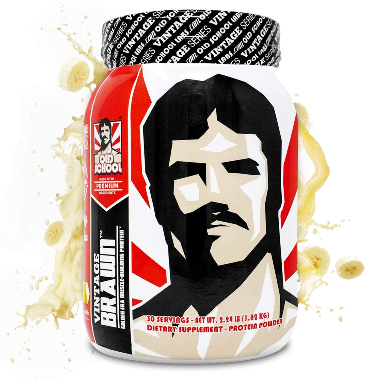 Vintage Brawn - Muscle-Building Protein Powder Isolate for Men &amp; Women - Post-Workout &amp; Anytime Recovery Drink - Premium Protein Isolate Sources: Egg, Milk, Beef - Banana Milkshake Flavor - 30 Scoops