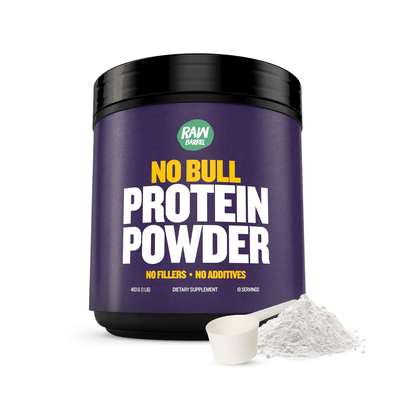 Raw Barrel 2lb No Bull Unflavored Whey Protein Powder, Pure, Instantized Whey Supplement,High Protein, Low Carb, No Fillers, No Additives, Flavorless