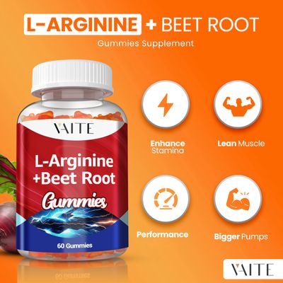 L Arginine 1000mg Supplement Beet Root Gummies - Double Strength, Energy Boost, Circulation Support and Stamina, Organic Chewable Beets Supplements for Men and Women, Vegan Gummy, Non-GMO, Sugar-Free