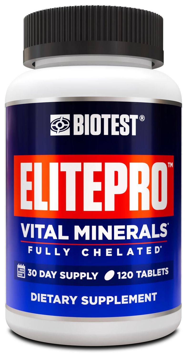 Biotest ElitePro Minerals - Magnesium Glycinate &amp; Zinc Arginate for Immunity, Recovery &amp; Metabolic Support - 30-Day Supply, 120 Tablets