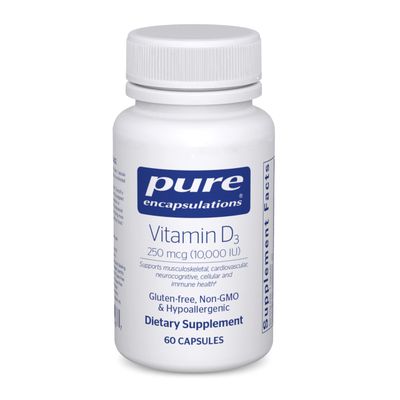 Pure Encapsulations Vitamin D3 250 mcg (10,000 IU) - Supplement to Support Bone, Joint, Breast, Heart, Colon &amp; Immune Health - with Premium Vitamin D - 60 Capsules