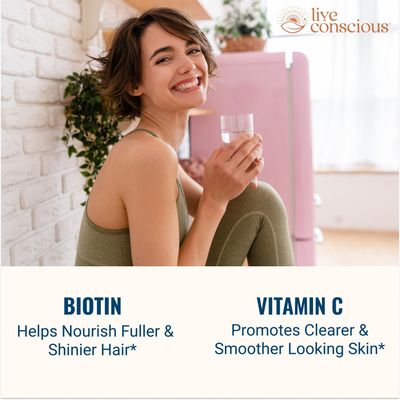 Live Conscious Beyond Collagen Multi Collagen Powder for Women w/Types I, II, III, V &amp; X - Keto Friendly, Hydrolyzed Collagen Peptides Powder Blend w/Biotin &amp; Vitamin C 41 Servings