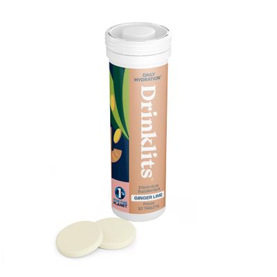Drinklits Ginger Lime Electrolyte Tablets for Hydration | Great Taste - 0g Sugar - Essential Electrolytes - Daily Use | Single Tube (10 Tablets/Servings)