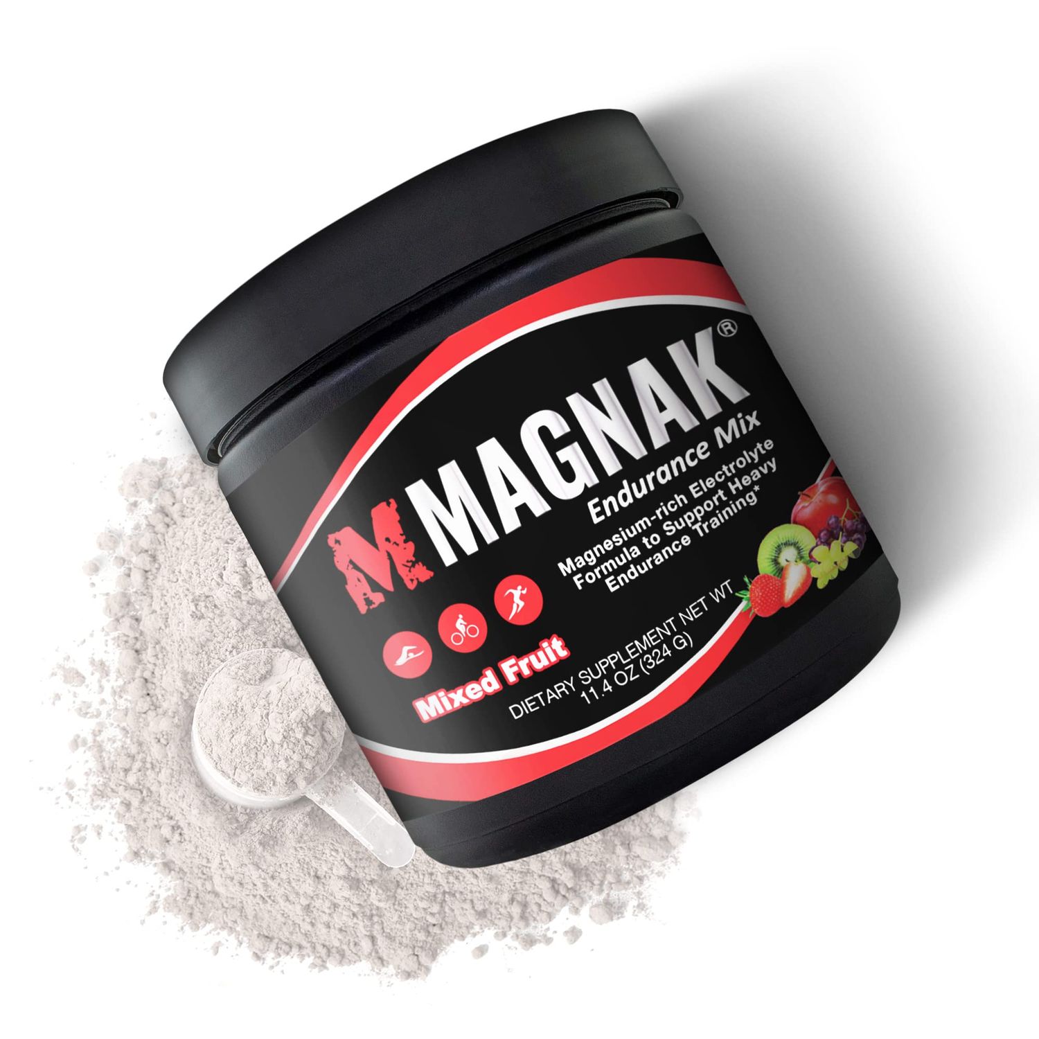 Electrolytes Powder Mix, Recovery Drink for Workouts, Sports &amp; Training, Hydration and Energy Drink Mix w/Magnesium, Potassium, Sodium &amp; More, Gluten Free, Mixed Fruit Powder, 11.4 oz - Magnak