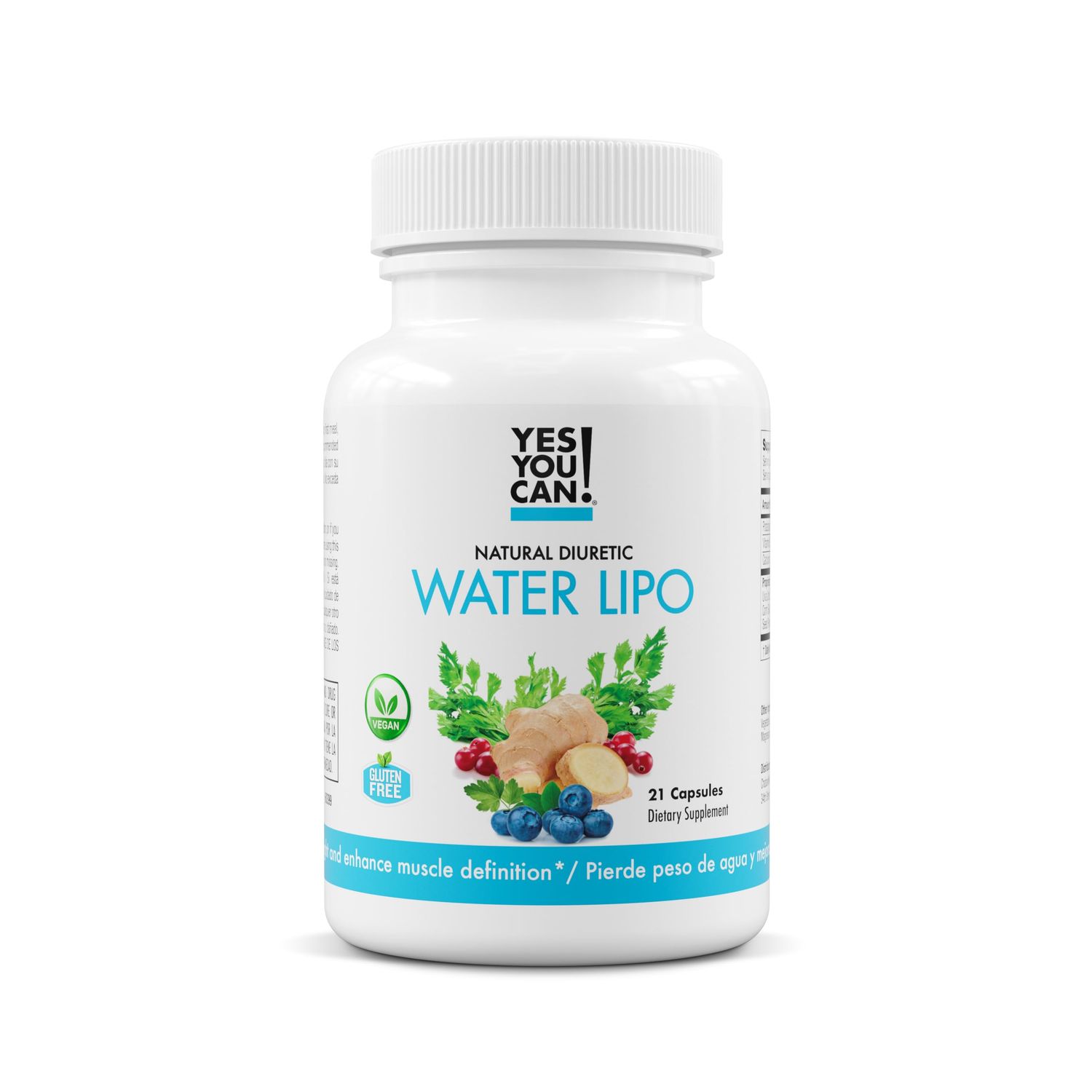 Yes You Can! Natural Water Lipo Pills - Diuretic Cleanse with Electrolytes &amp; Vitamins - Helps with Water Retention - Gluten-Free, 21 Capsules Per Bottle