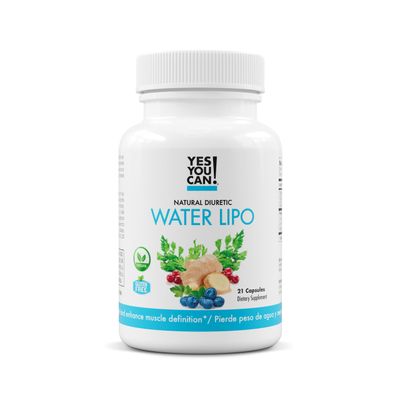 Yes You Can! Natural Water Lipo Pills - Diuretic Cleanse with Electrolytes &amp; Vitamins - Helps with Water Retention - Gluten-Free, 21 Capsules Per Bottle