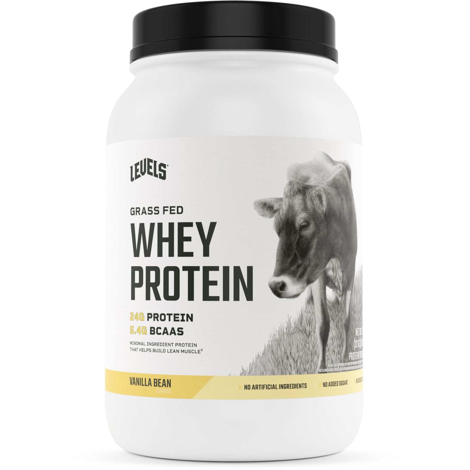 Levels Grass Fed Whey Protein Powder, No Artificials, 24G of Protein, Vanilla Bean, 2LB