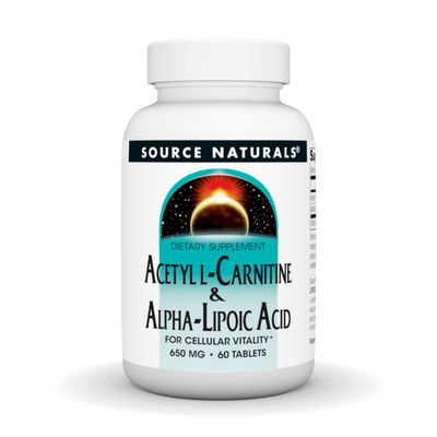 Source Naturals Acetyl L-Carnitine &amp; Alpha-Lipoic Acid, for Cellular Vitality*, 650mg - 60 Tablets