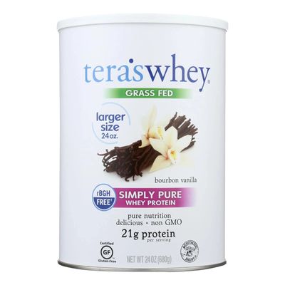 Simply tera&#39;s Pure Whey Protein Powder - Vanilla Protein Powder, Grass Fed Whey Protein Powder, Clean Protein Powder Without Artificial Sweeteners, Non-GMO, Kosher, rBGH-Free, Soy-Free - 24 Oz