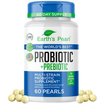 Earth&#39;s Pearl Probiotic Pearls for Women and Men - Kids Probiotic with Prebiotic Fiber - Daily Probiotic for Women and Men - 60-Day Supply of Prebiotics and Probiotics for Women and Men Probiotic