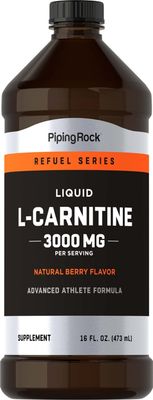 Piping Rock L-Carnitine Liquid | 3000mg | Berry Flavor | Advanced Athlete Formula | Refuel Series Supplement | Non GMO, Gluten Free