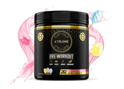 Athlone Pre-Workout Powder Cotton Candy Performance Blend- Supplement - Energy with Caffeine, L-Citrulline, Beta Alaline, Himalayan Pink Salt - No Artificial Dyes (30 Servings)