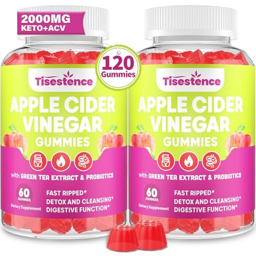 Apple Cider Vinegar Gummies, Keto ACV Gummies 2000MG for Cleanse &amp; Detox, Max Strength ACV Keto Gummies with Green Tea, Raspberry, B12 and Probiotics for Metabolism &amp; Digestive Health -2 Months Supply