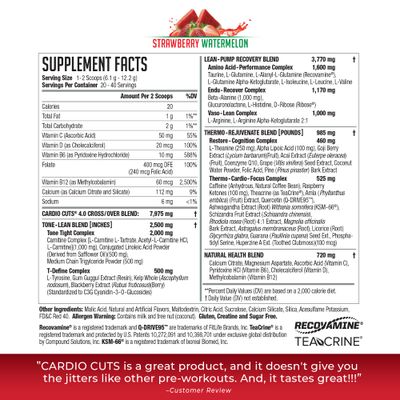 Cardio Cuts NDS Nutrition 4.0 Pre Workout Supplement - Advanced Weight Loss and Pre Cardio Formula with L-Carnitine, CLA, MCTs, L-Glutamine, and Safflower Oil - Strawberry Watermelon (40 Servings)