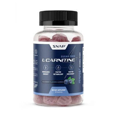 Sugar Free L Carnitine 500mg Gummy - Natural Pre Workout L-Carnitine Supplement - Increased Energy, Faster Recovery, Boost Metabolism, Pre Workout for Women &amp; Men, Blueberry Flavor (60 Gummies)