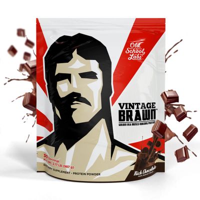 Vintage Brawn - Muscle-Building Protein Powder Isolate for Men &amp; Women - Post-Workout &amp; Anytime Recovery Drink - Premium Protein Isolate Sources: Egg, Milk, Beef - Rich Chocolate Flavor - 2.1 Lbs.
