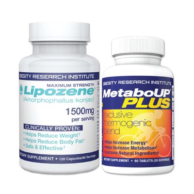 Lipozene Weight Loss Combo of one Mega Bottle 120 Count and one Bottle of MetaboUP Thermogenic Supplement 60 Count in Total - Boost Metabolism, Increase Energy, and Control Your Appetite