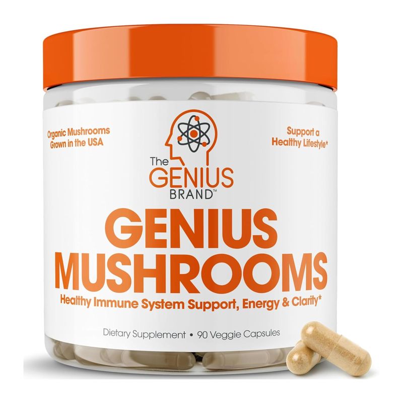 Genius Mushroom Supplement - Lions Mane, Cordyceps, Reishi - Brain Nootropic for Energy, Focus, Overall Wellness, &amp; Immune Support - 90 Capsules