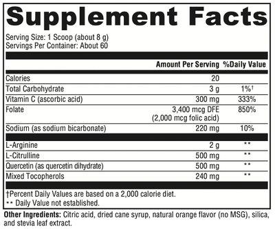 XYMOGEN AngiNOX - Nitric Oxide Support Powder with L-Arginine, L-Citrulline + Quercetin - Supports Athletic Performance, Helps Optimize Flow of Blood + Oxygen - Orange Flavor Drink (17 oz)