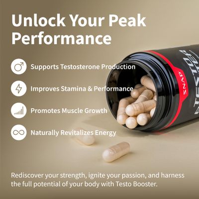 Snap Testosterone Booster for Men - Promotes Muscle Growth, Booster for Men's Sex Drive, Enhancing Natural Energy, Stamina and Strength, 90 Capsules
