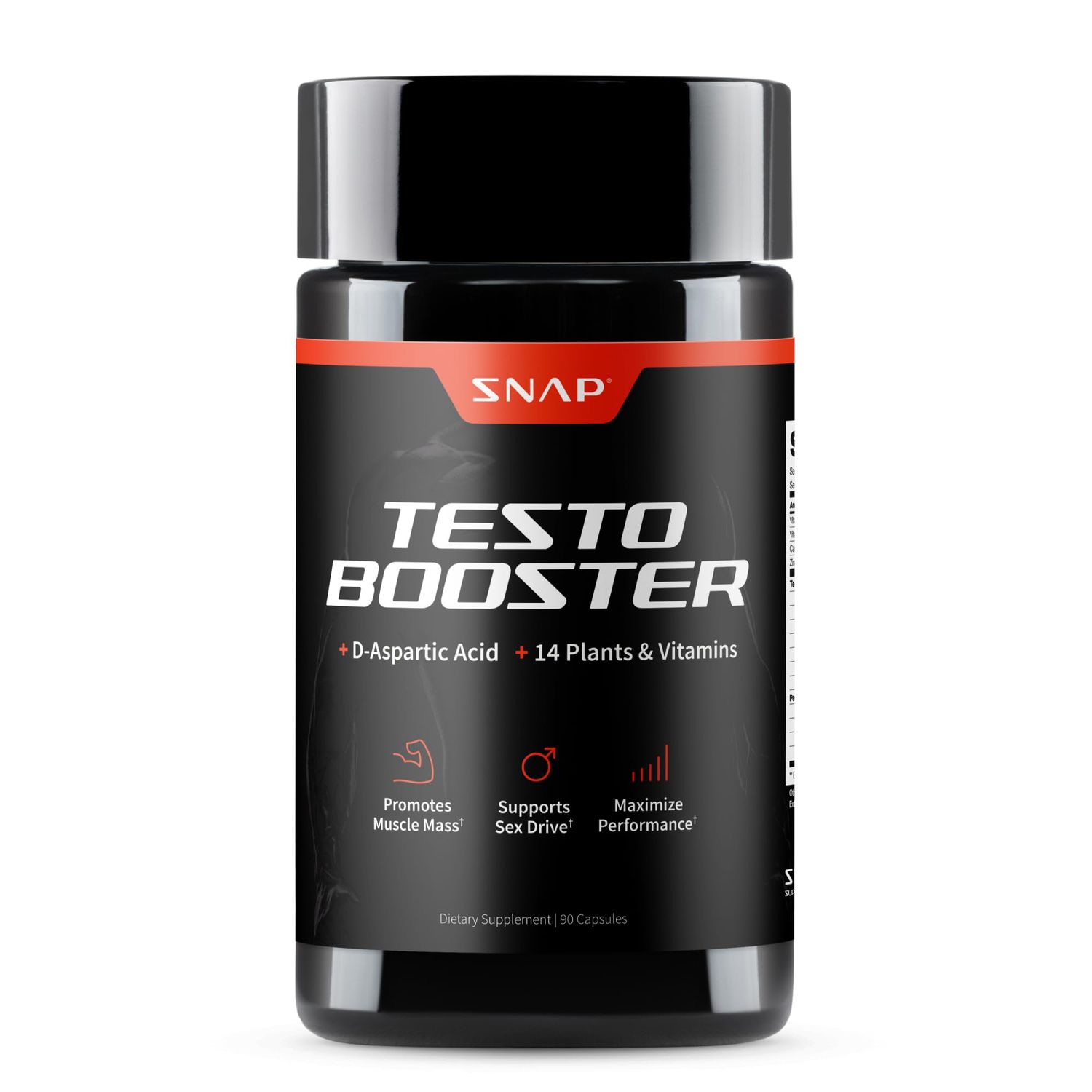 Snap Testosterone Booster for Men - Promotes Muscle Growth, Booster for Men&#39;s Sex Drive, Enhancing Natural Energy, Stamina and Strength, 90 Capsules